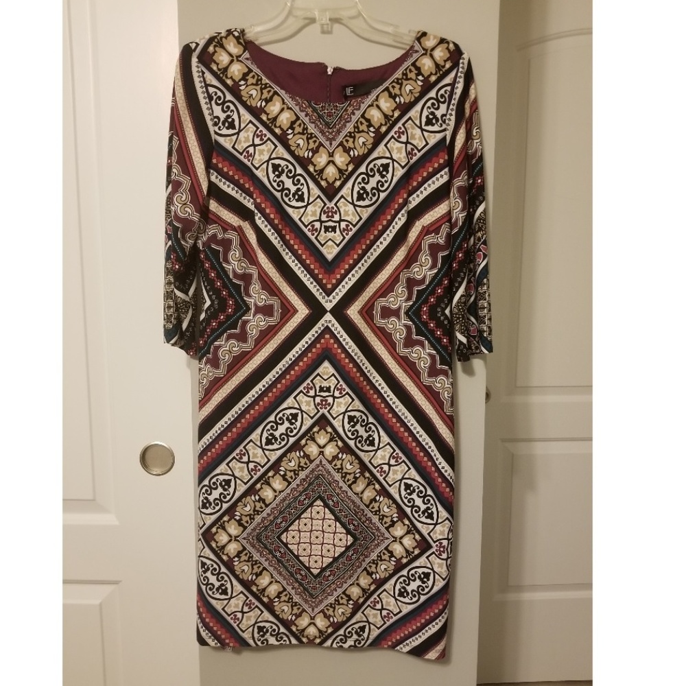 Leslie Fay 3/4 Sleeve Sheath Dress Size 10 v117
